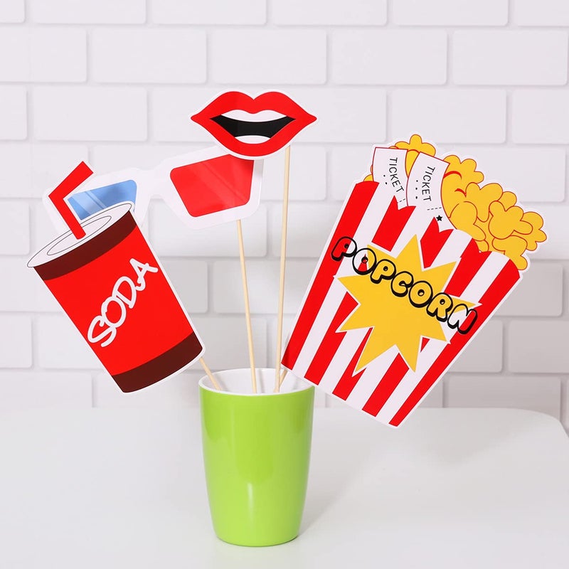 LUOEM 21Pcs Photo Booth Props for Movie Night Themed Party Supplies Photobooth Kit for Birthday, Wedding, Graduation, Bachelorette Party Decorations - Image 4